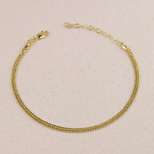 Double Curb Chain Anklet for Women | 4mm Chunky Gold Anklet | Adjustable Beach Jewelry
