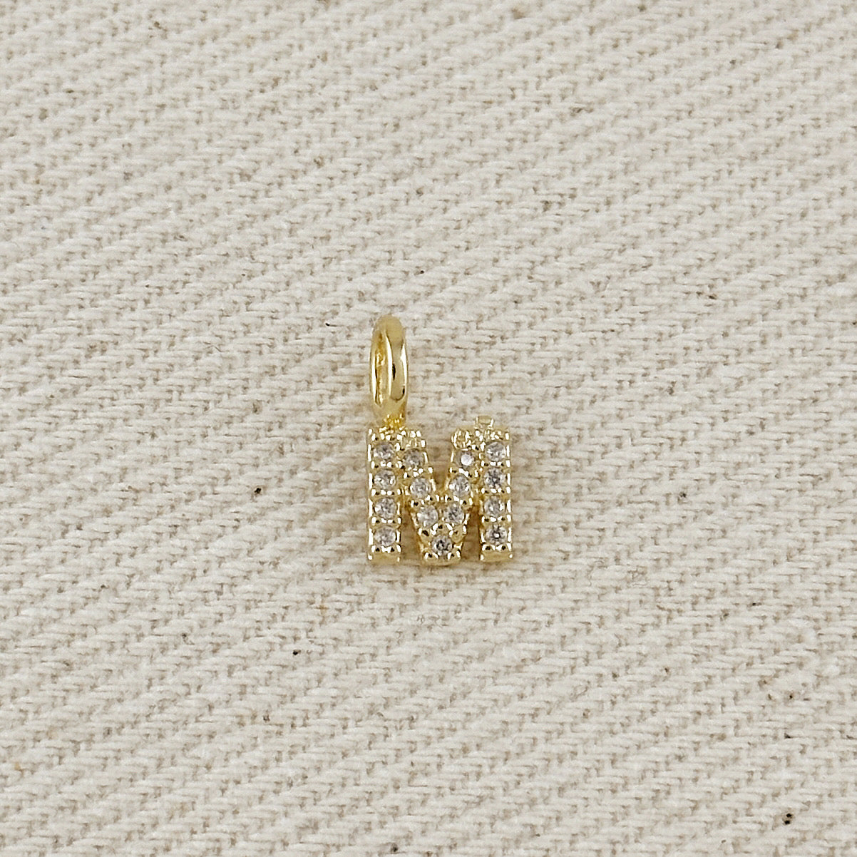 18k Gold filled Micro CZ Initial Letter Charm