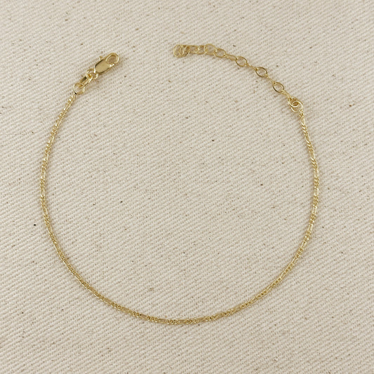 18k Gold Filled 1.5mm Figaro Chain Anklet