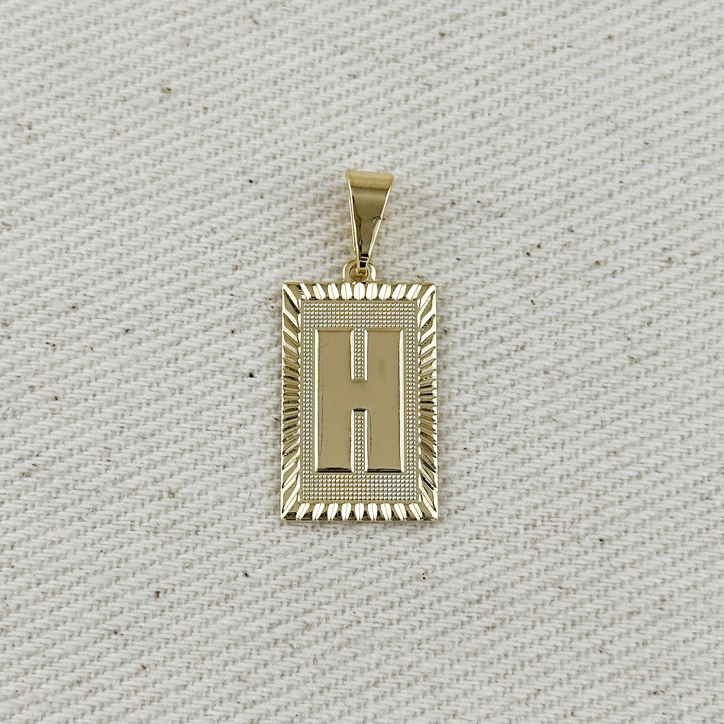 18k Gold Filled Vintage Diamond Cut Initial Plate Pendant