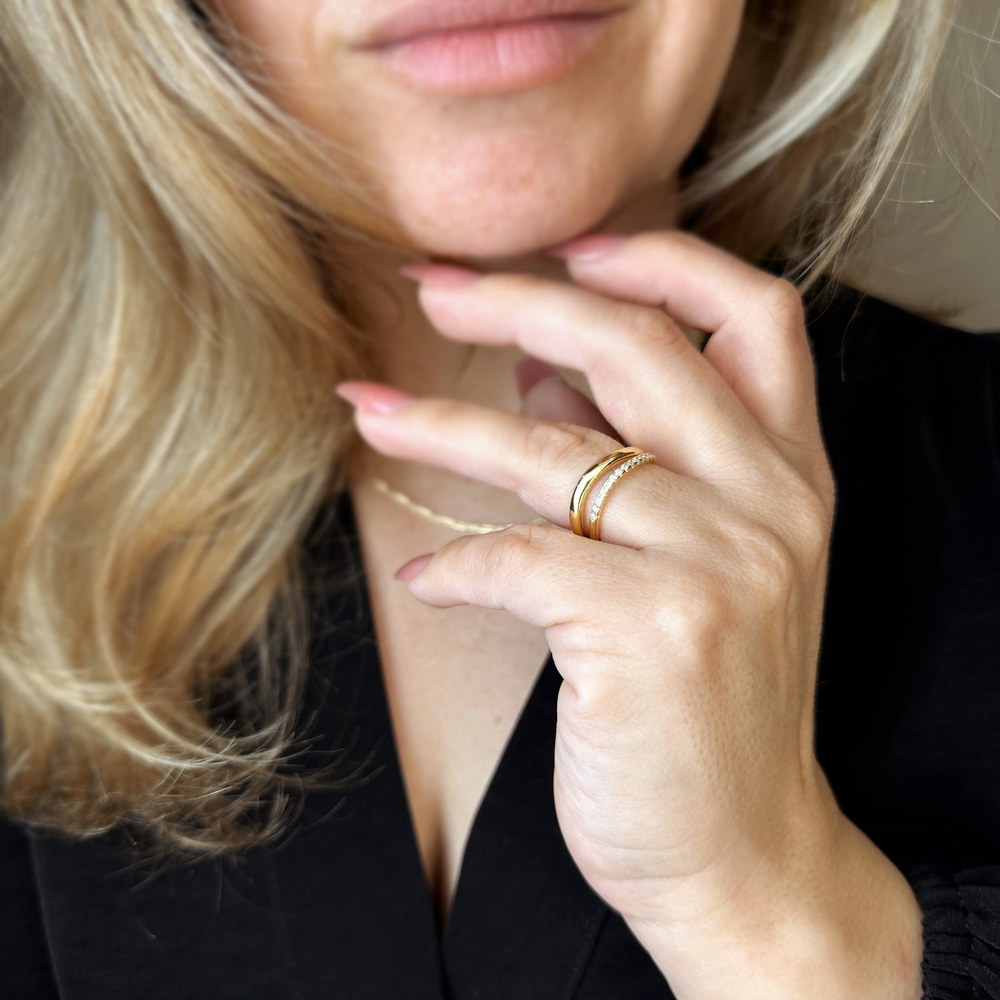 18k Gold Filled Stackable Wave Ring