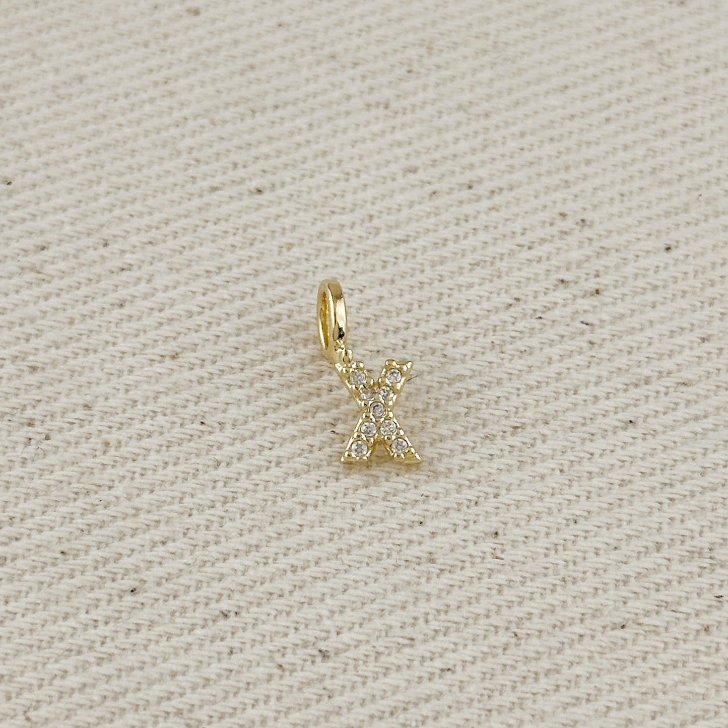 18k Gold filled Micro CZ Initial Letter Charm