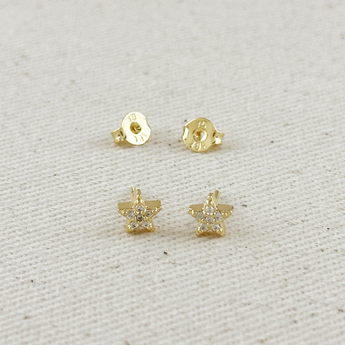 18k Gold Filled Mini CZ Star Stud Earrings