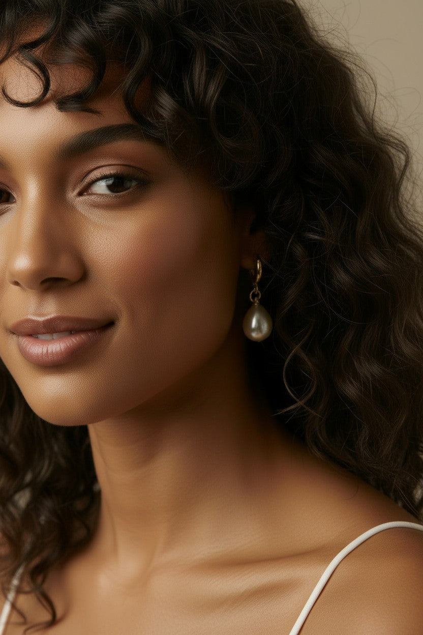 🤍 18k Gold Filled Pearl Drop Hoop Earrings — Vintage Soul. Modern Confidence. Every Day.