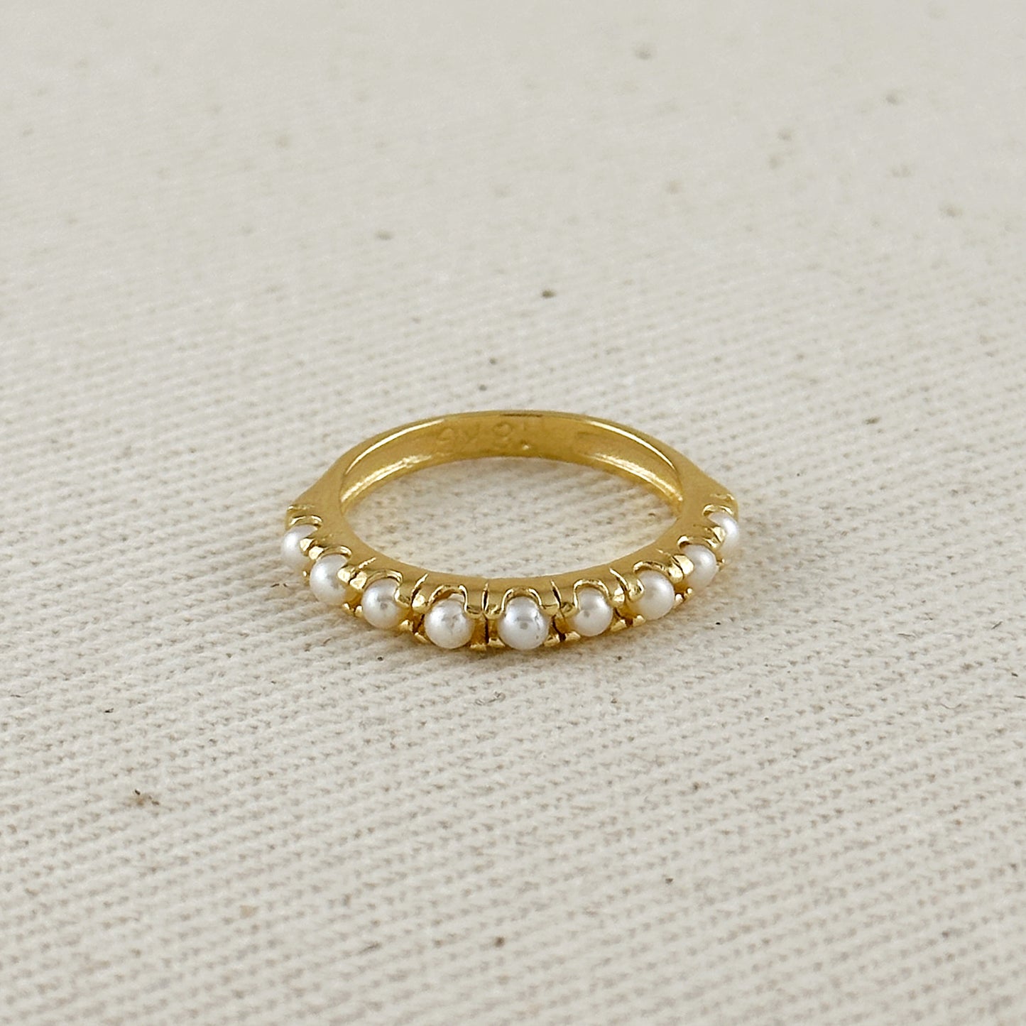 18k Gold Filled Fresh Water Pearl Band Ring