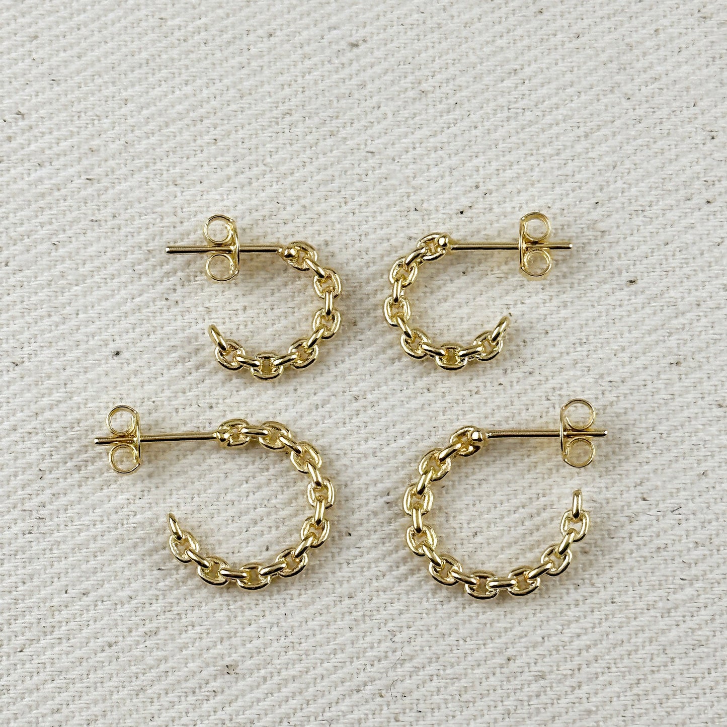 18k Gold Filled Crafted Chain C-Hoop Earrings