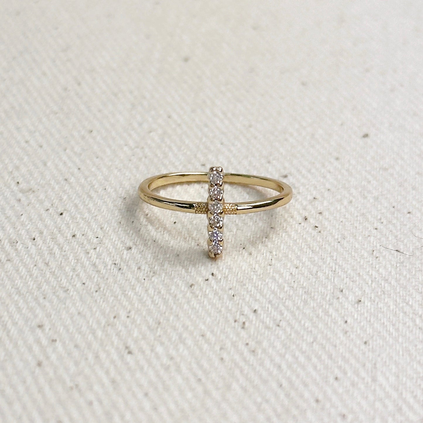 Mini Bar Ring for Women | Dainty CZ Crystal Ring | Minimalist Stackable Ring