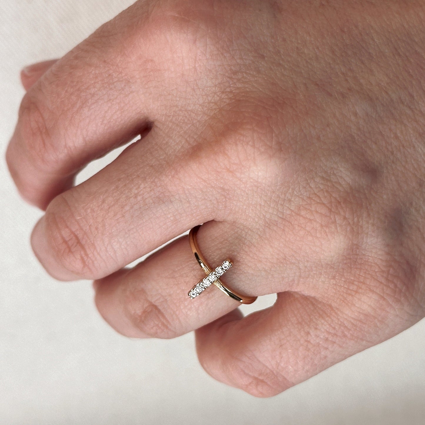 Mini Bar Ring for Women | Dainty CZ Crystal Ring | Minimalist Stackable Ring