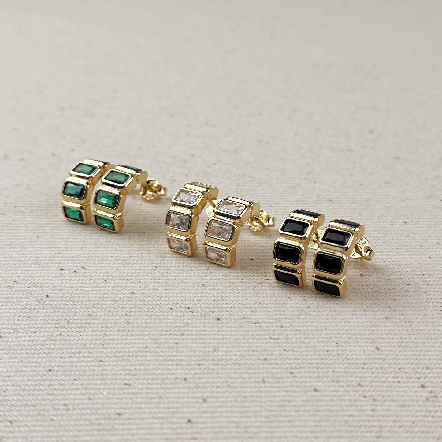 Chunky Gold Earrings for Women - CZ Curve Earrings | Statement Jewelry
