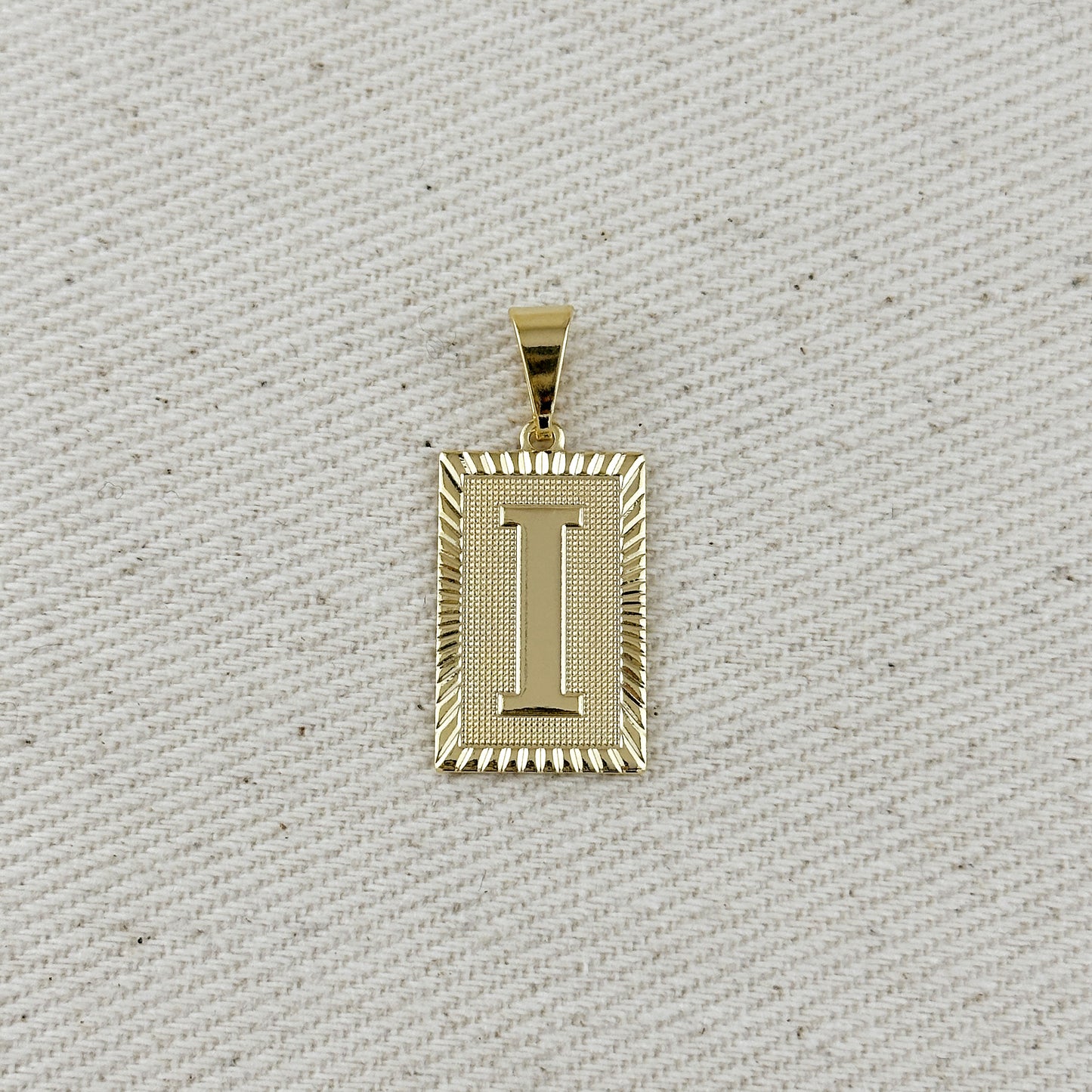 18k Gold Filled Vintage Diamond Cut Initial Plate Pendant