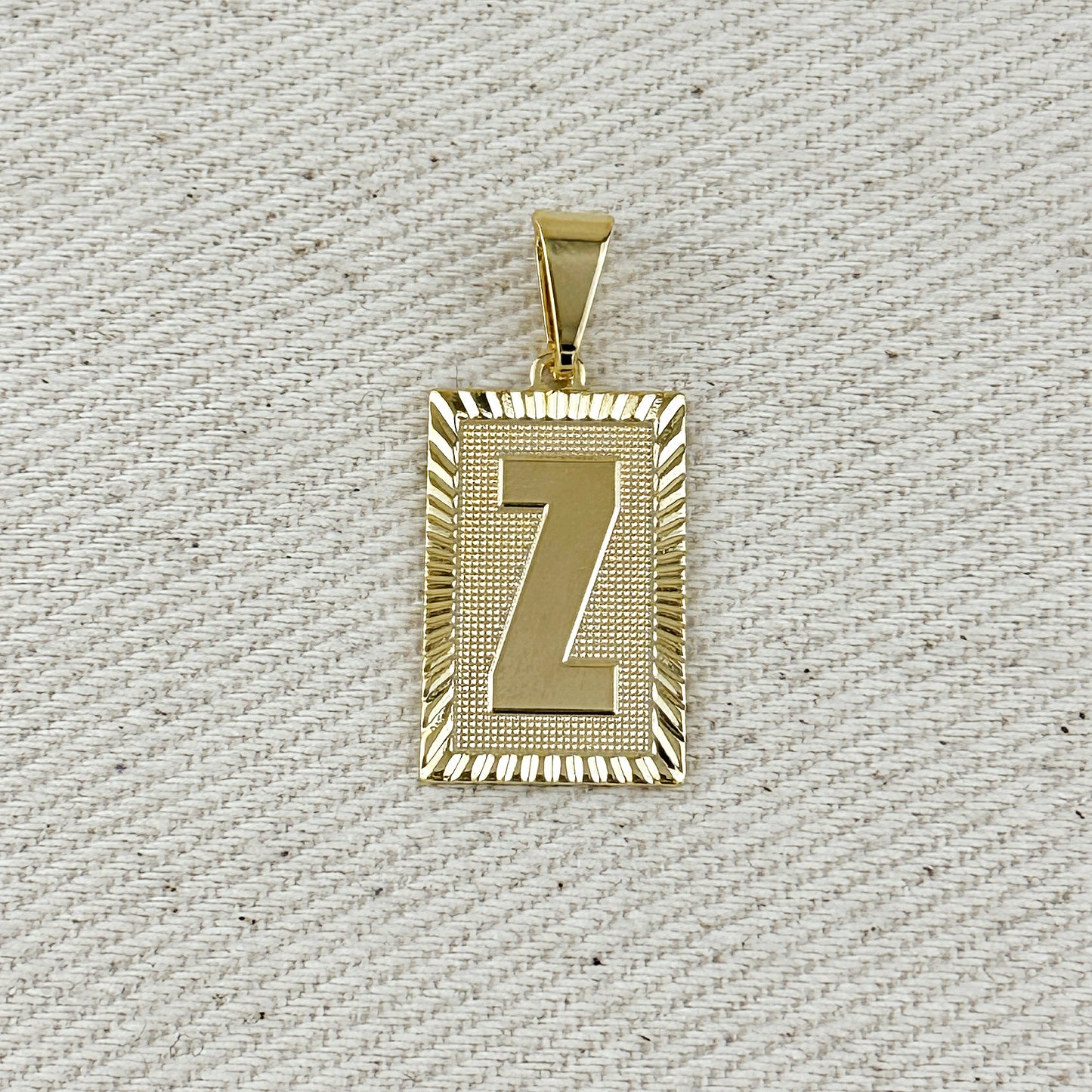 18k Gold Filled Vintage Diamond Cut Initial Plate Pendant