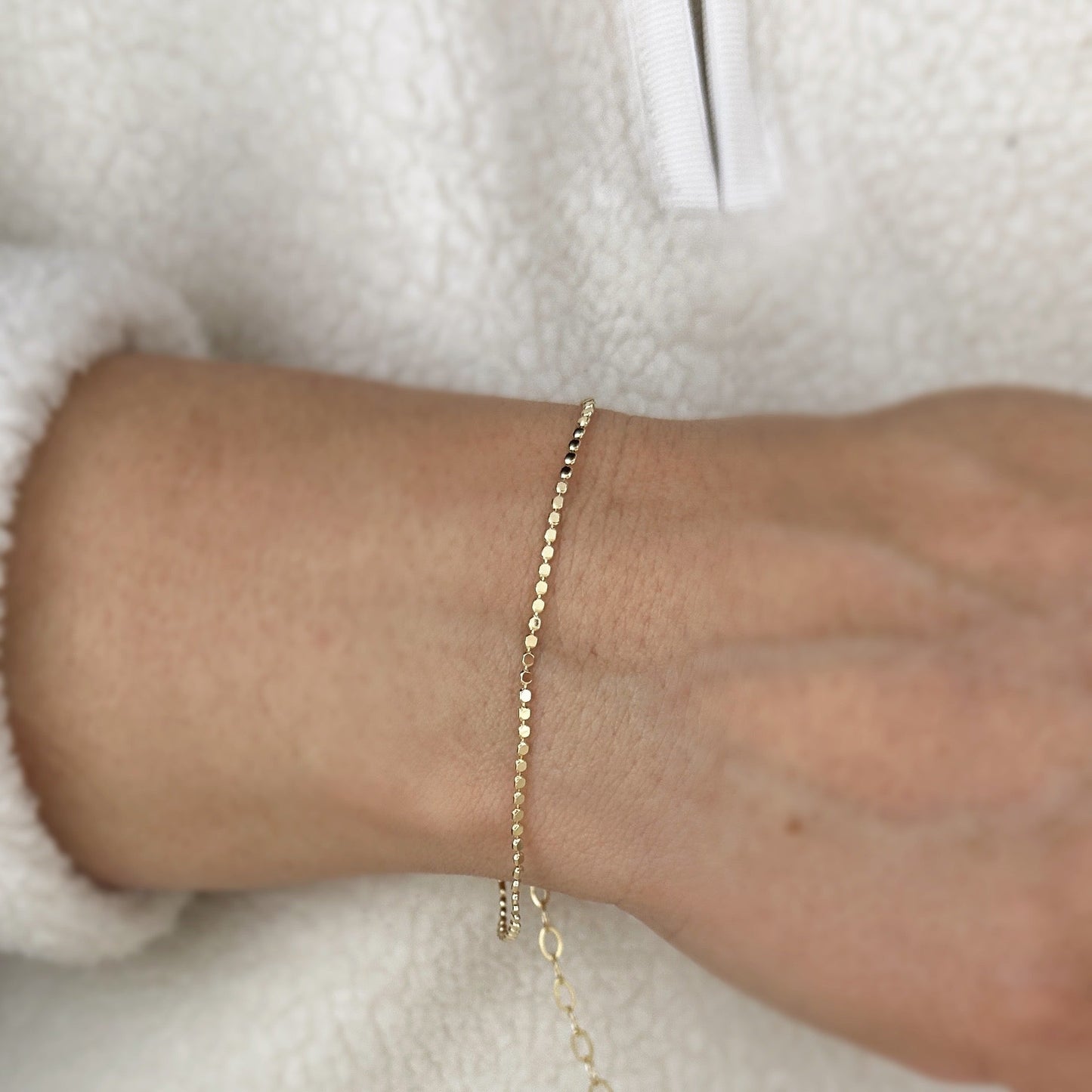 18k Gold Filled 1.5mm Flat Dot Ball Bracelet