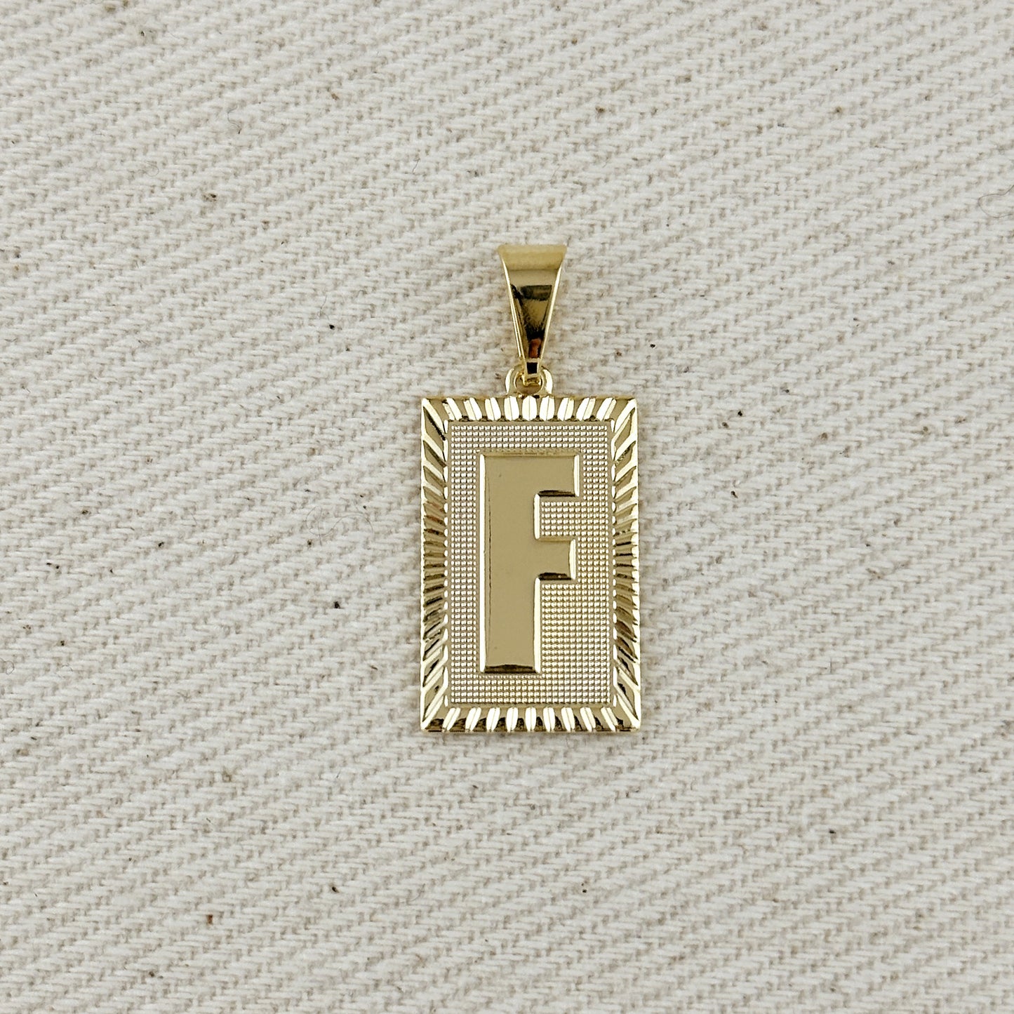 18k Gold Filled Vintage Diamond Cut Initial Plate Pendant
