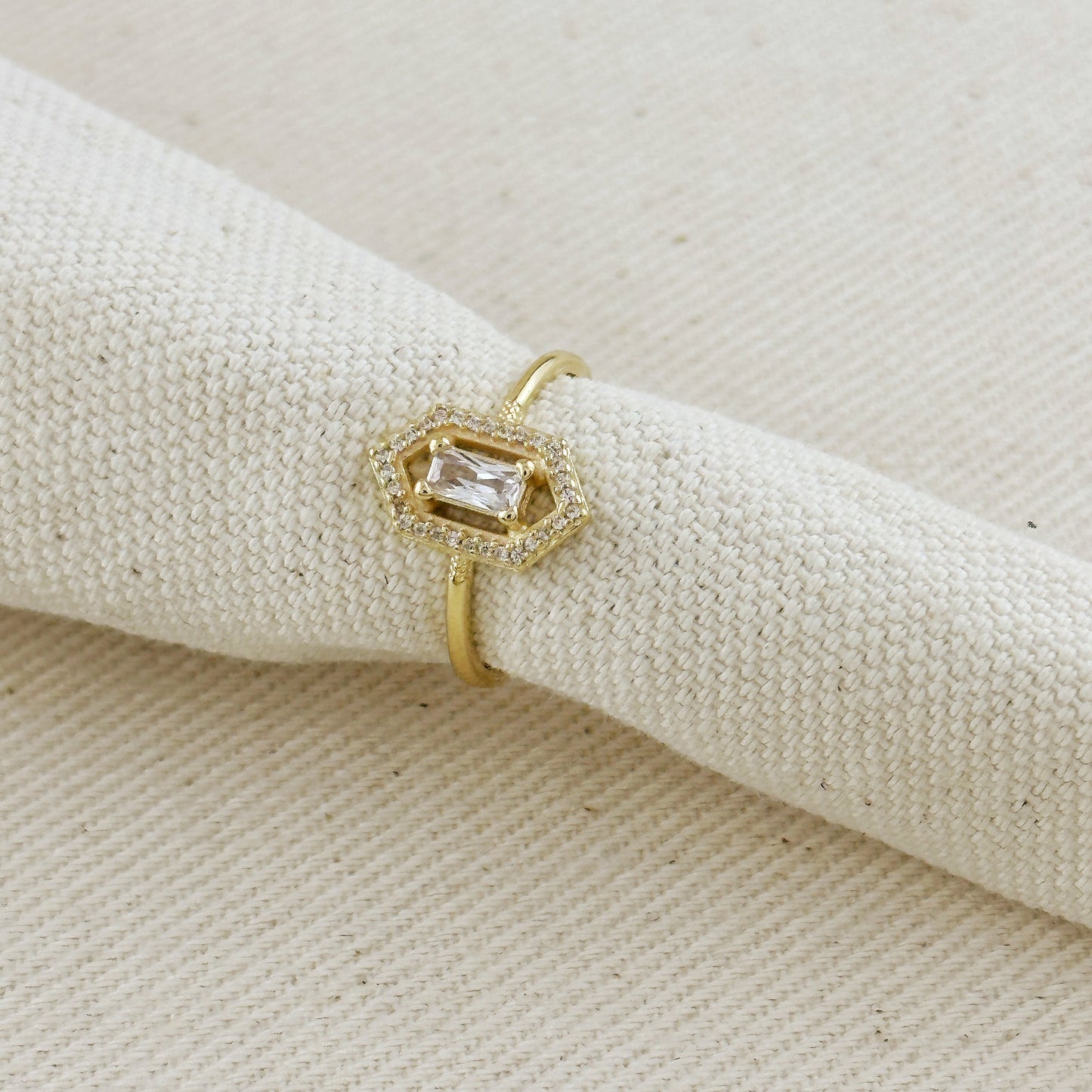 Elegant Baguette CZ Ring - Modern Statement Ring for Women