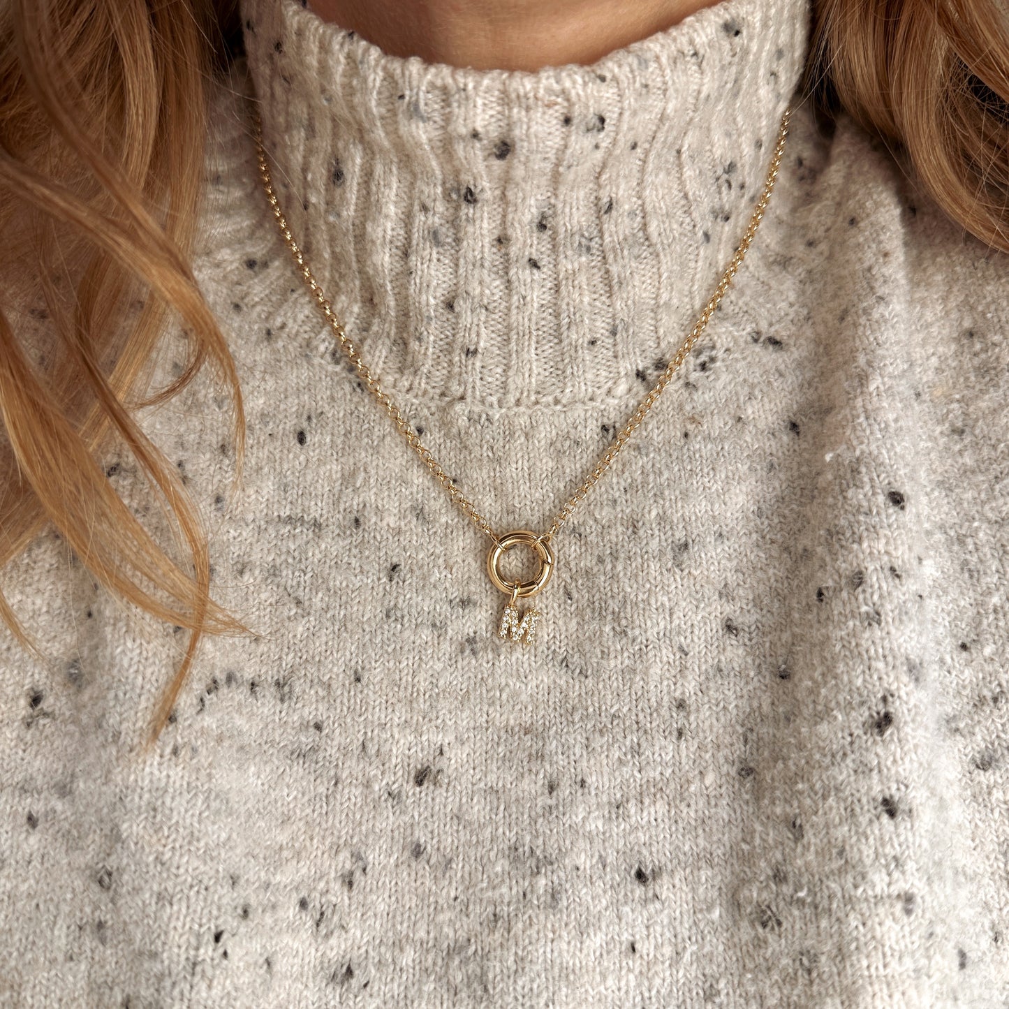 18k Gold filled Micro CZ Initial Letter Charm