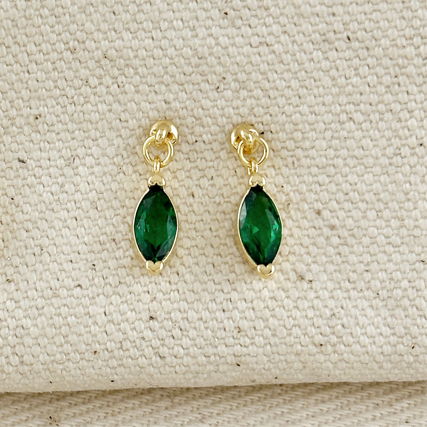 18k Gold Filled Colored CZ Marquise Drop Earrings