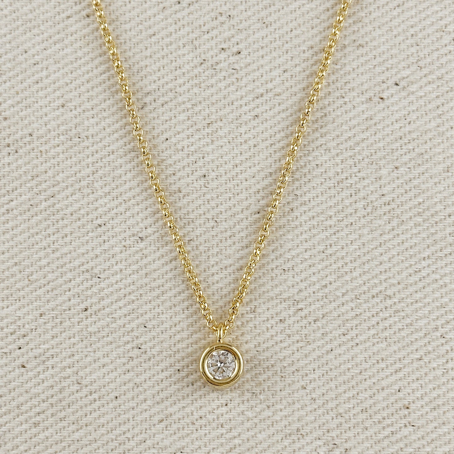 18k Gold Filled Solitaire Necklace