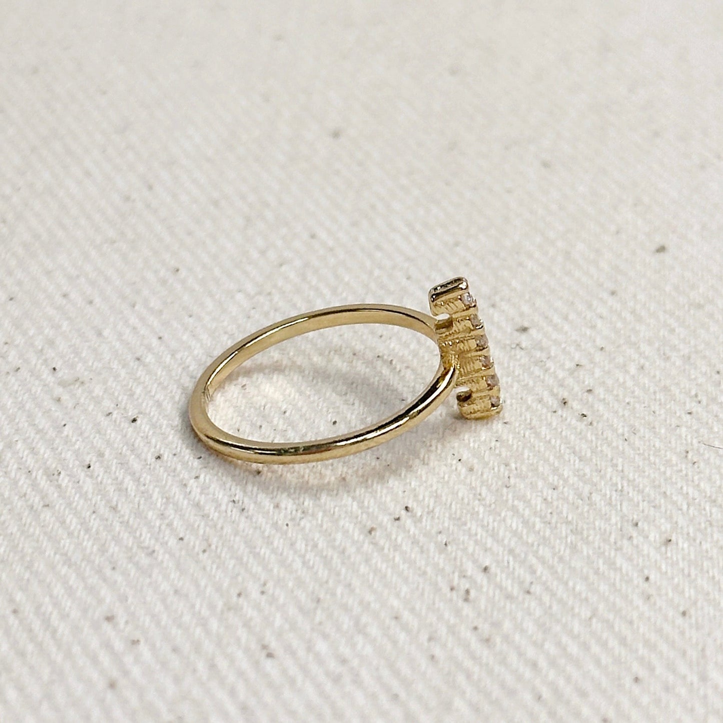 Mini Bar Ring for Women | Dainty CZ Crystal Ring | Minimalist Stackable Ring