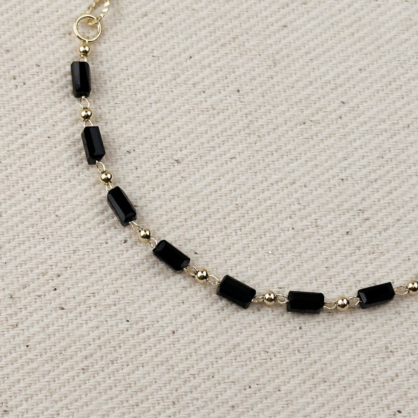 Black Baguette Bead Bracelet Summer Jewelry