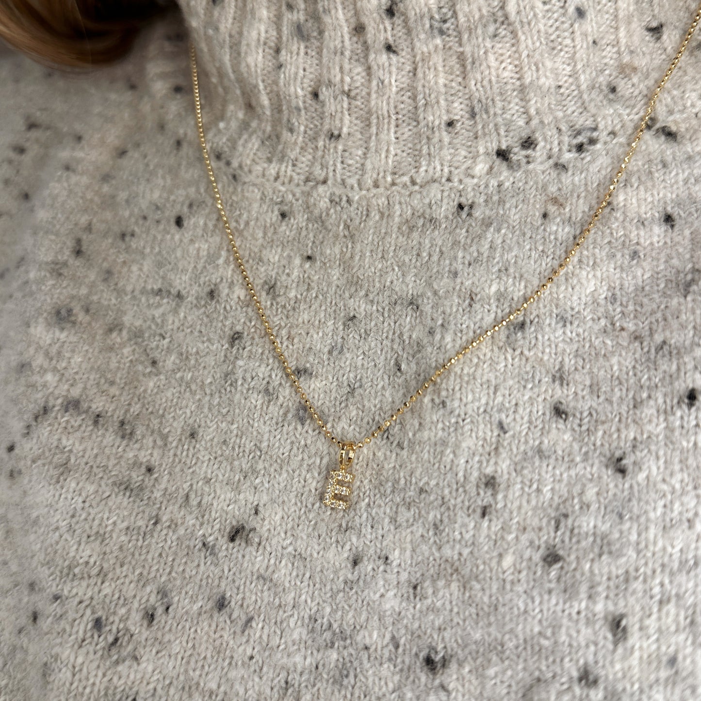 18k Gold filled Micro CZ Initial Letter Charm