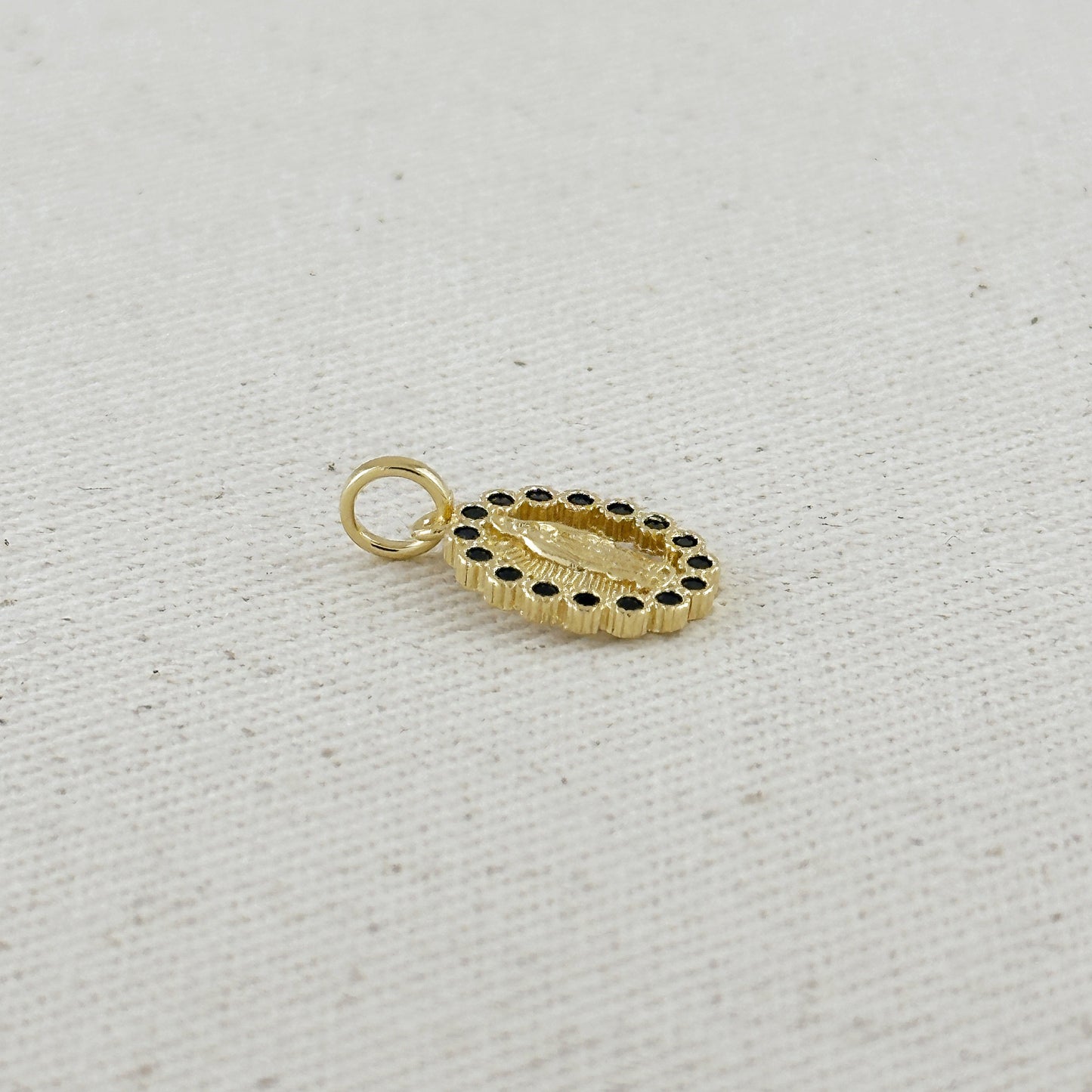 18k Gold Filled Lady of Guadalupe Pendant with Sapphire CZ Stones