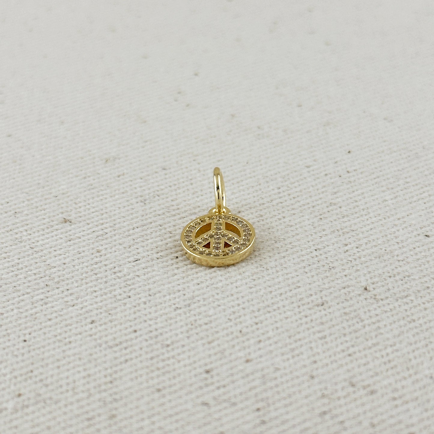 18k Gold Filled CZ Peace Sign Pendant