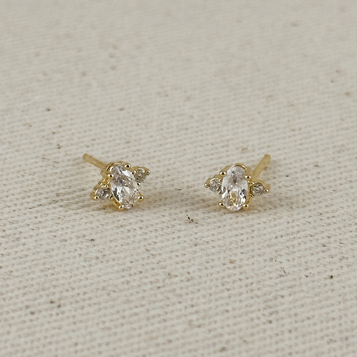 18k Gold Filled Mini Oval CZ Stud Earrings