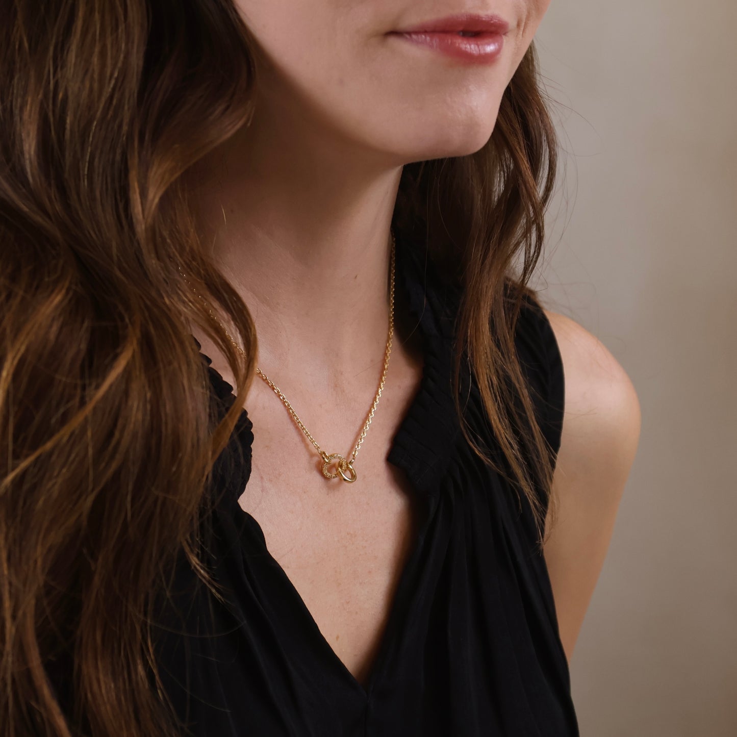 18k Gold Filled Linked CZ Necklace