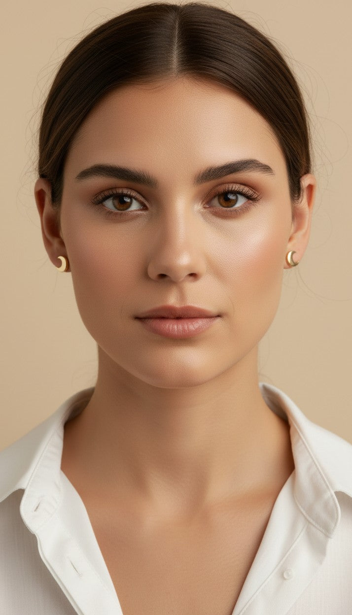 Mini Crescent Moon Stud Earrings