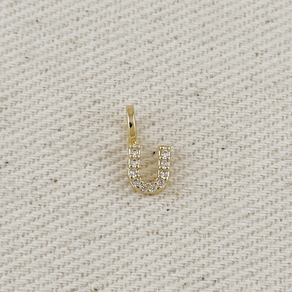 18k Gold filled Micro CZ Initial Letter Charm