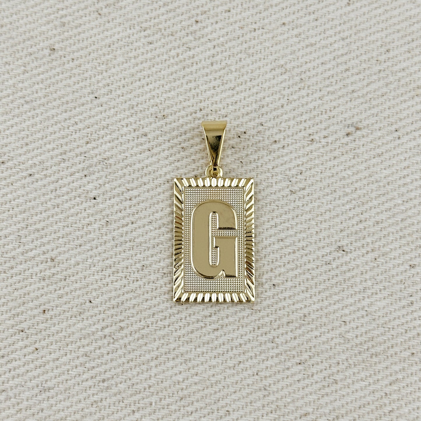 18k Gold Filled Vintage Diamond Cut Initial Plate Pendant