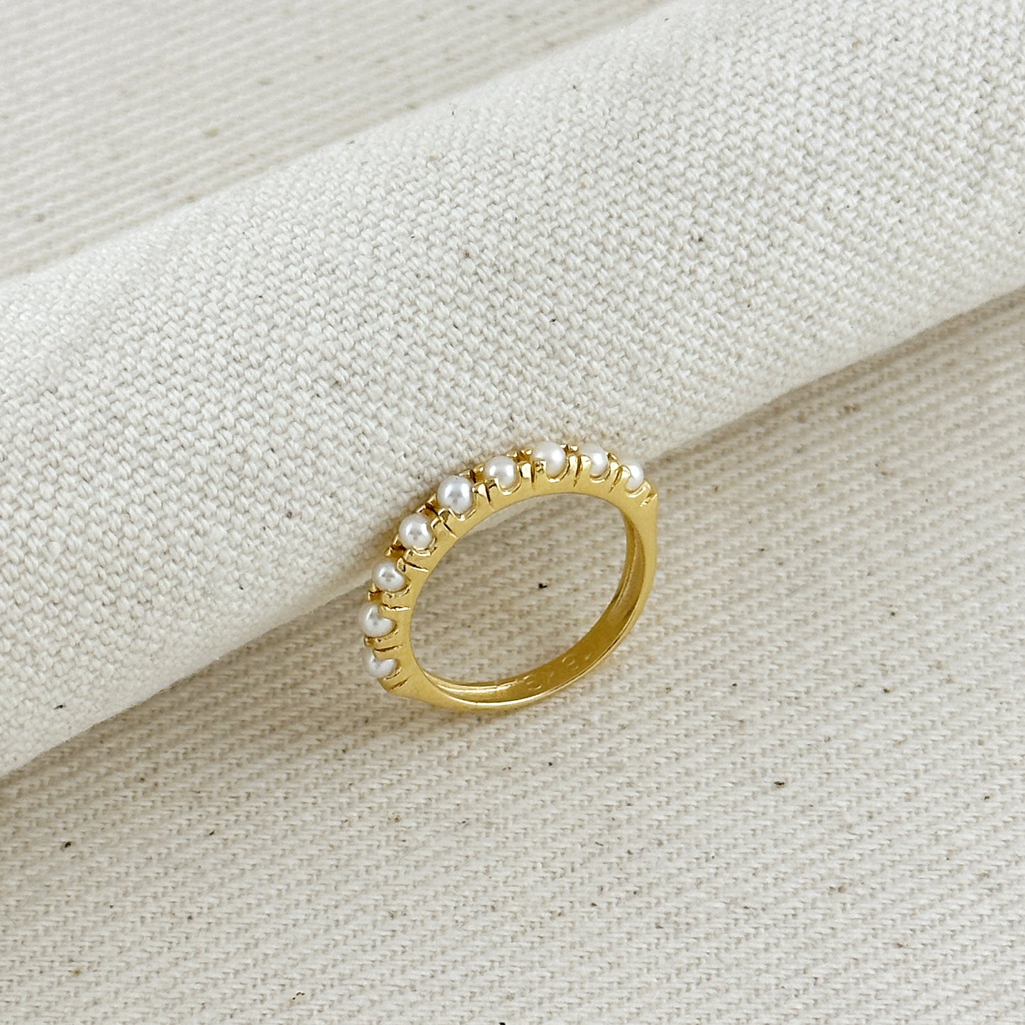 18k Gold Filled Fresh Water Pearl Band Ring