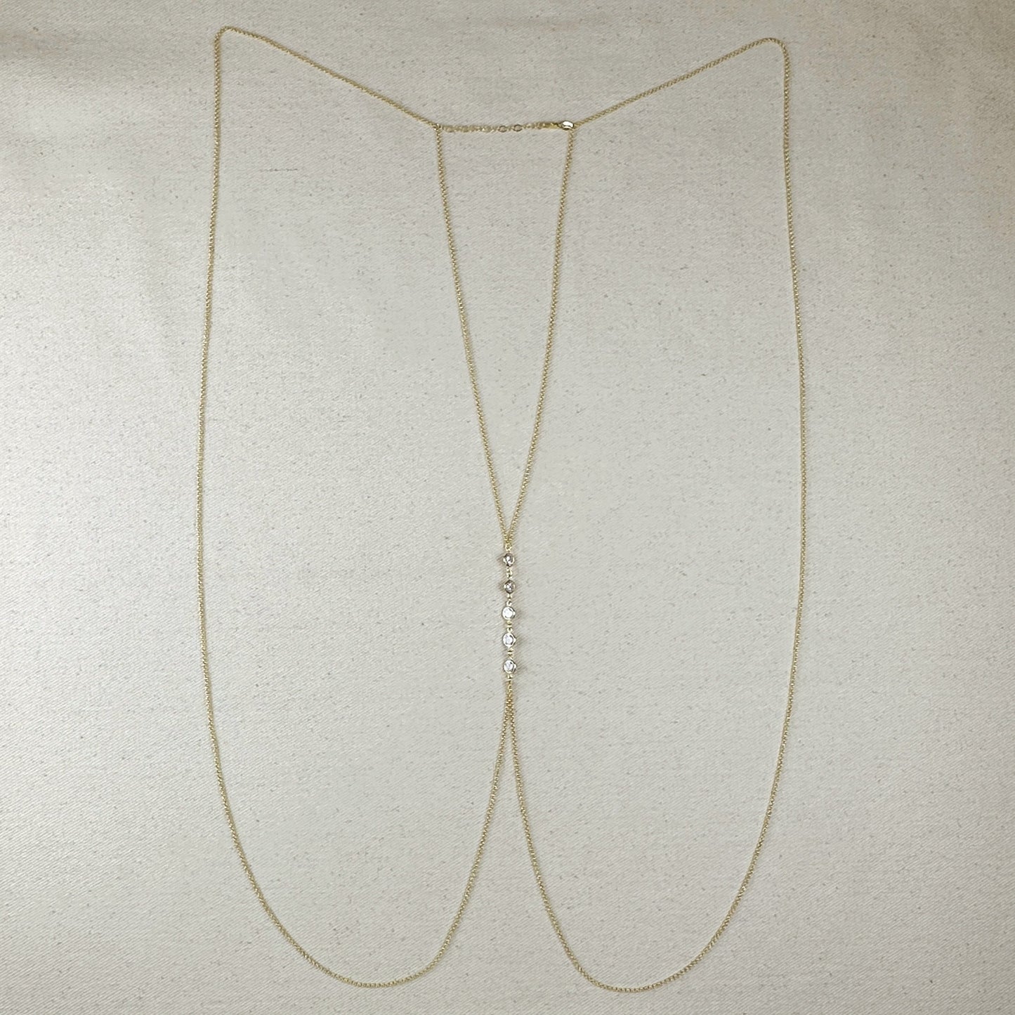 18k Gold Filled Body Chain With Bezel CZ Stones