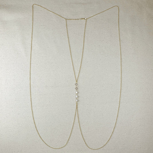 18k Gold Filled Body Chain With Bezel CZ Stones