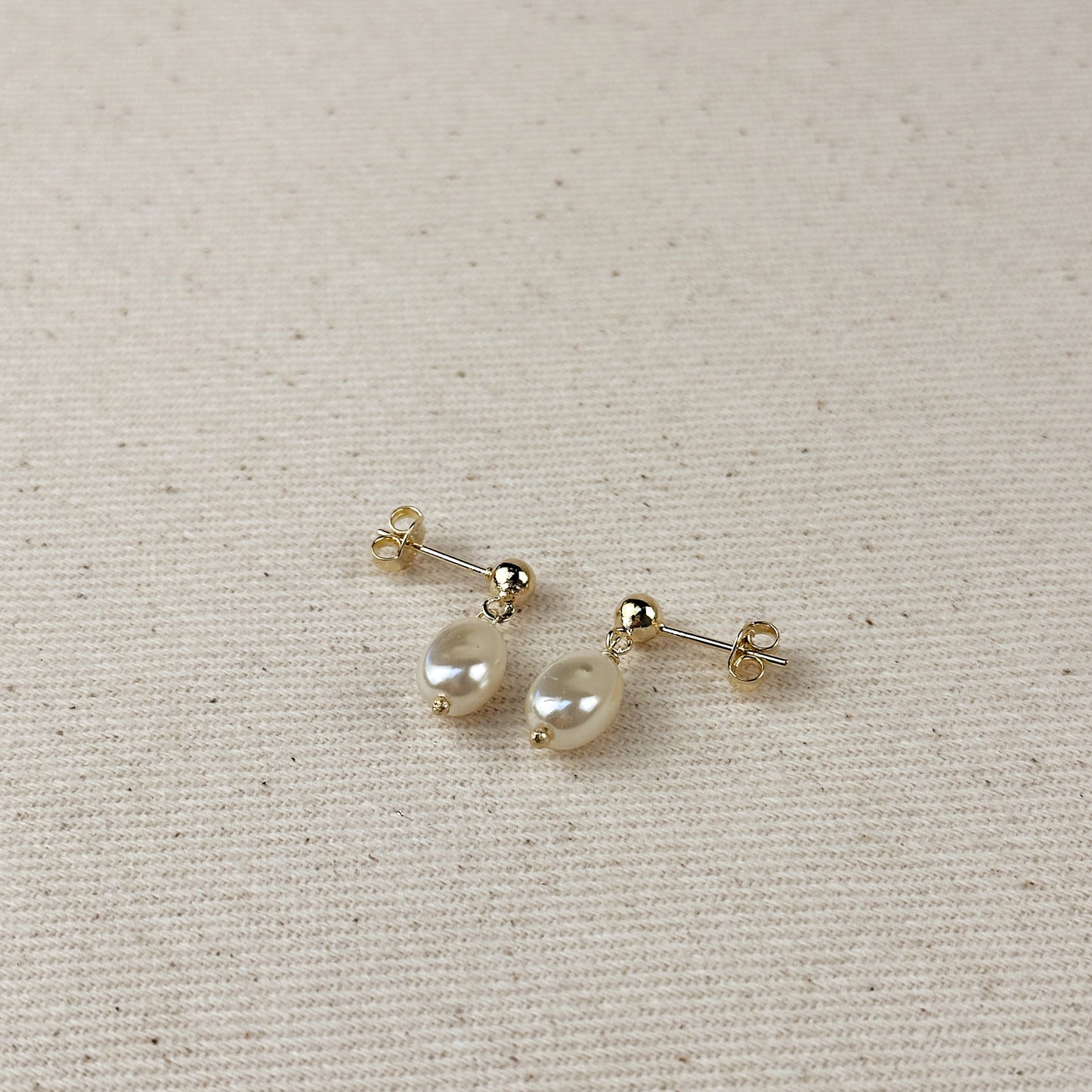 Baroque Pearl Drop Earrings - Ball Stud with Pearl Drops