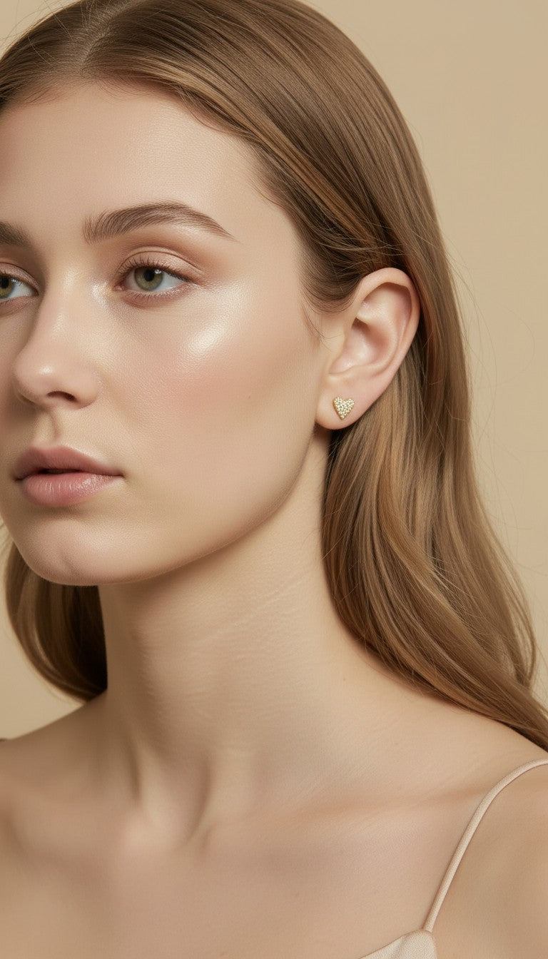 💖 18k Gold Filled Colored CZ Heart Stud Earrings — Five Colors. One Tiny Heart. All the Feeling.