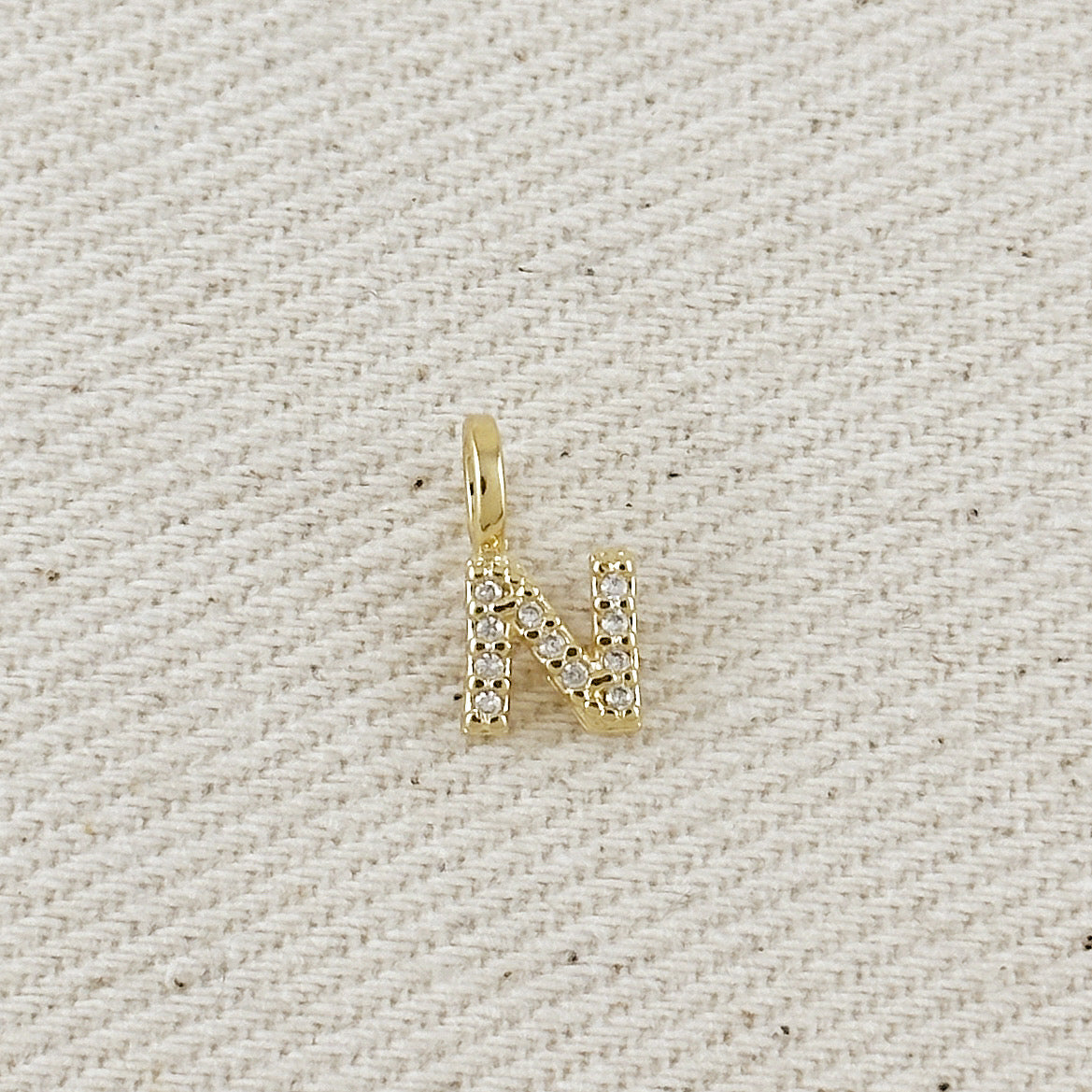 18k Gold filled Micro CZ Initial Letter Charm