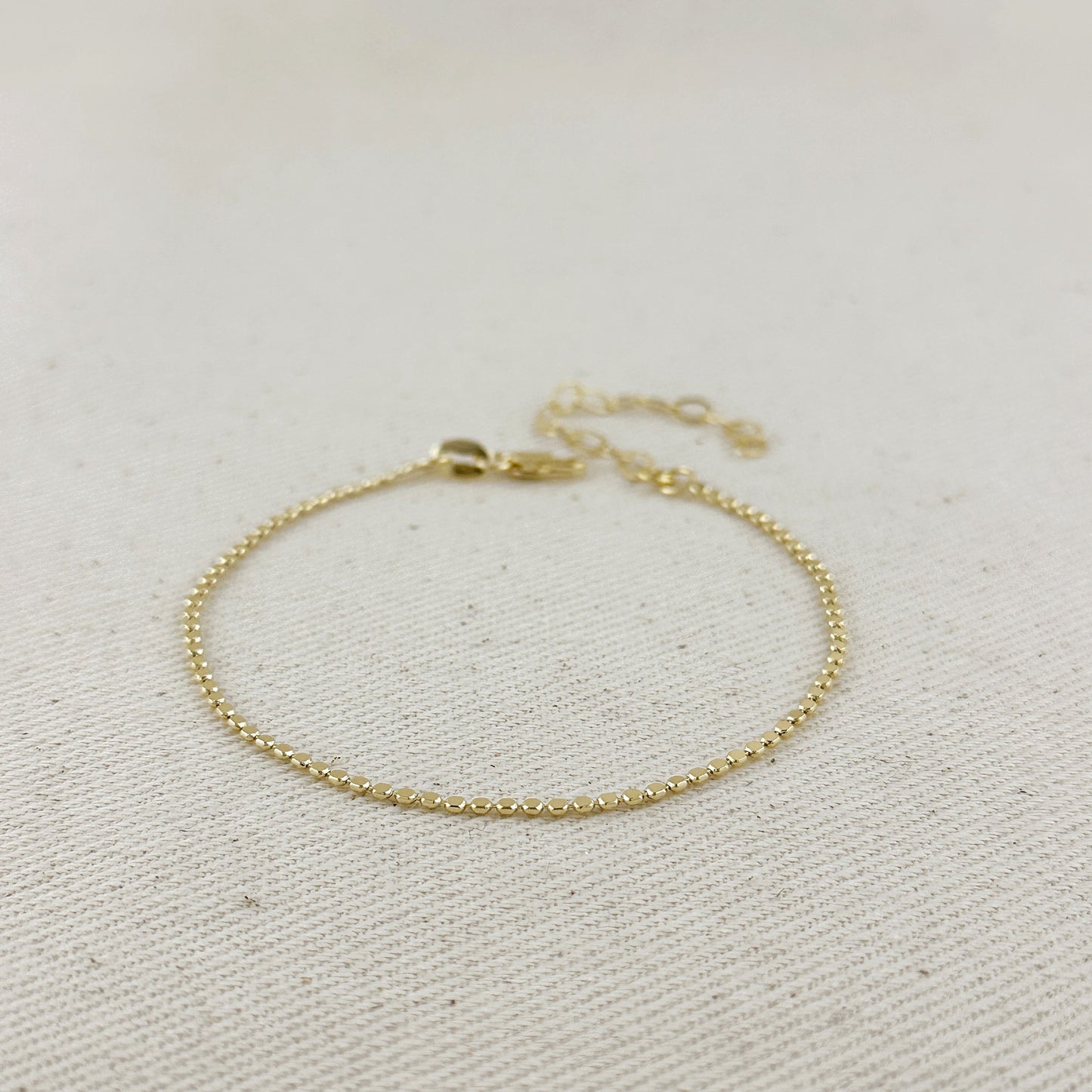 18k Gold Filled 1.5mm Flat Dot Ball Bracelet