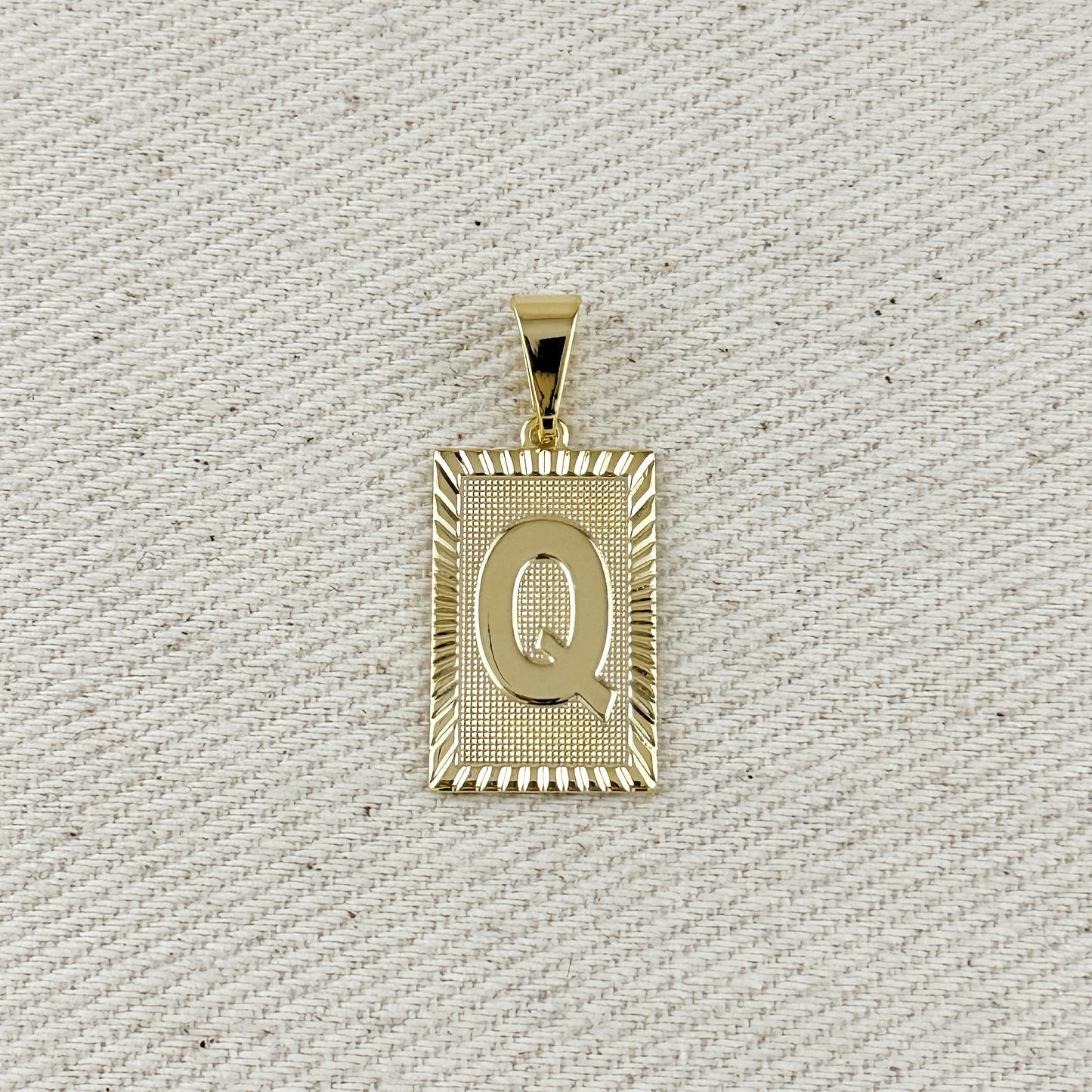 18k Gold Filled Vintage Diamond Cut Initial Plate Pendant