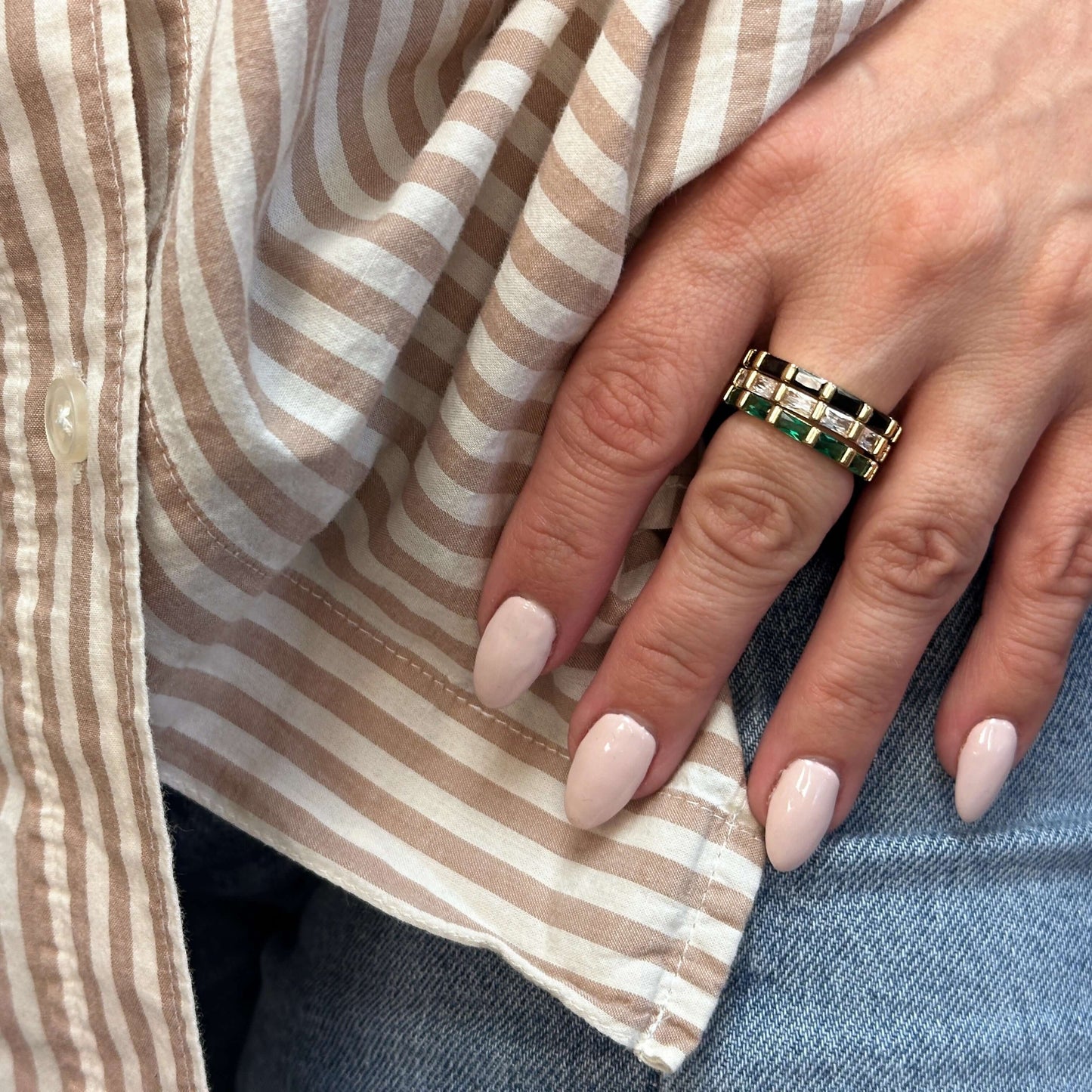 Baguette CZ Band Ring - Stackable Wedding Band