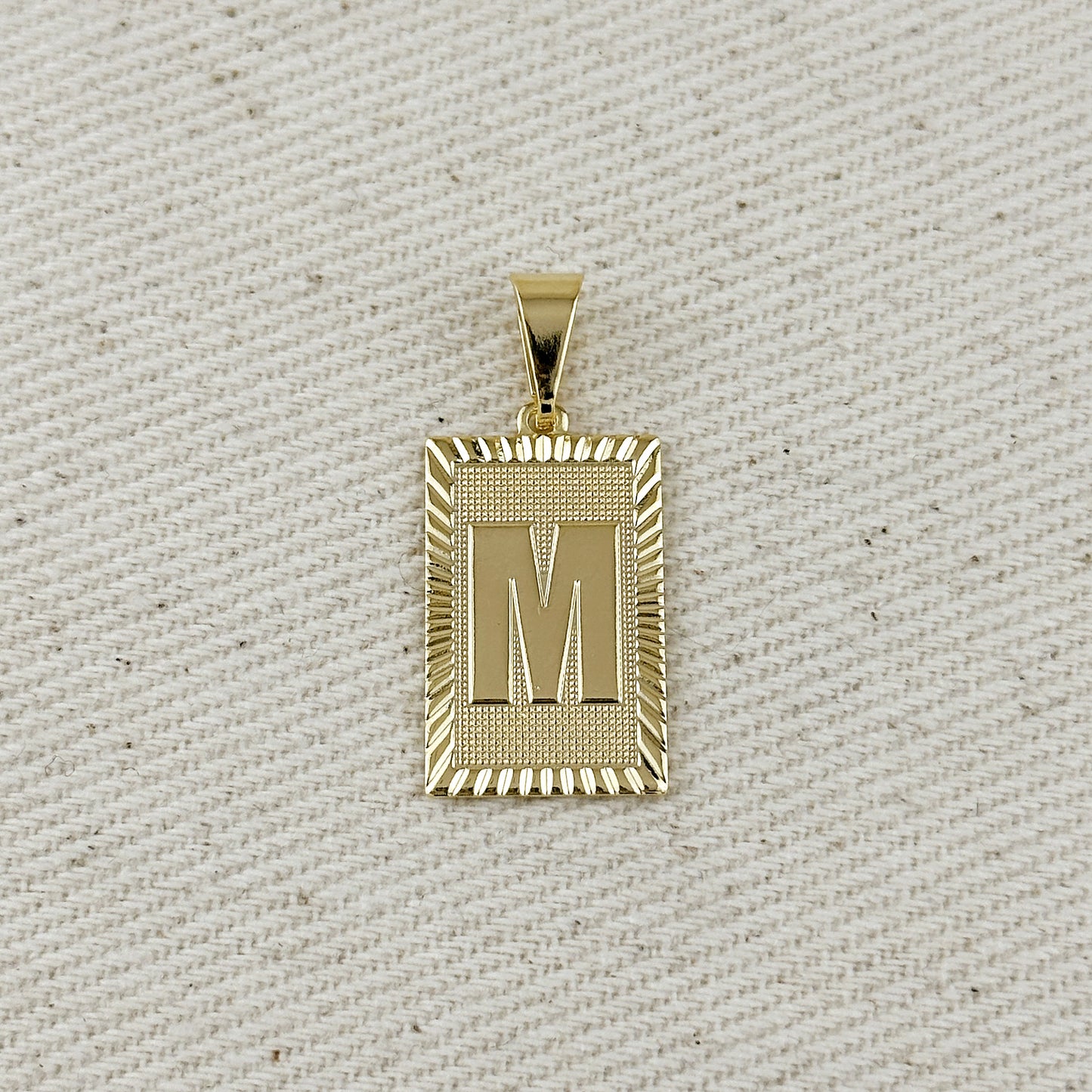 18k Gold Filled Vintage Diamond Cut Initial Plate Pendant