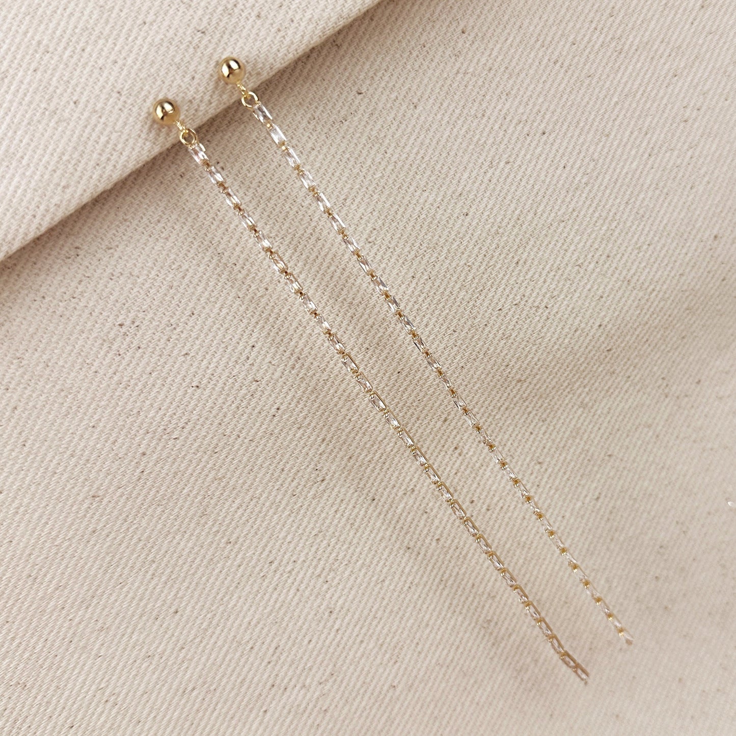 Baguette CZ Drop Earrings with Pearls - Long Statement Earrings for Women