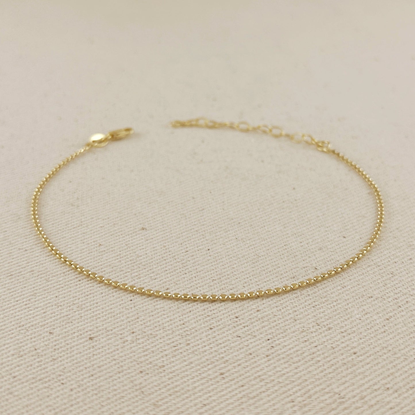 18k Gold Filled 1.5mm Mini Flat Dots Chain Anklet