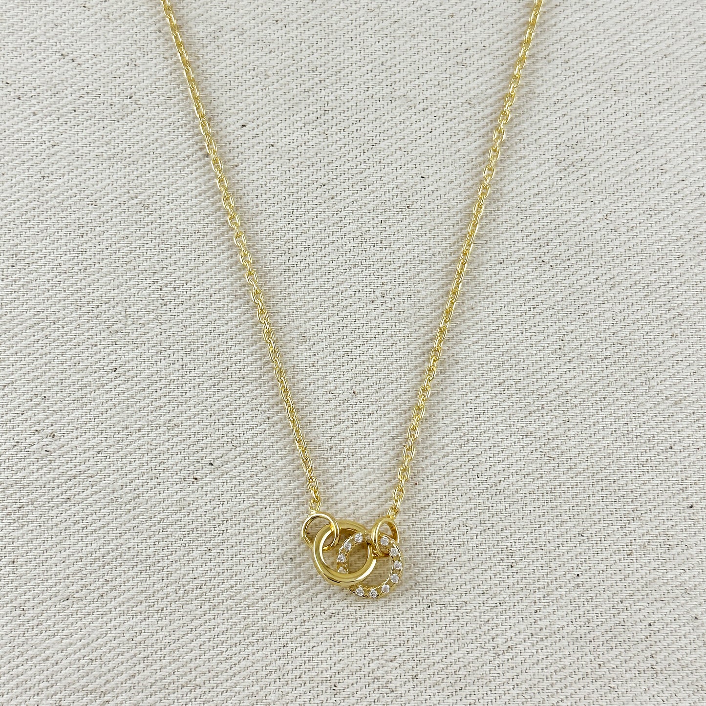18k Gold Filled Linked CZ Necklace