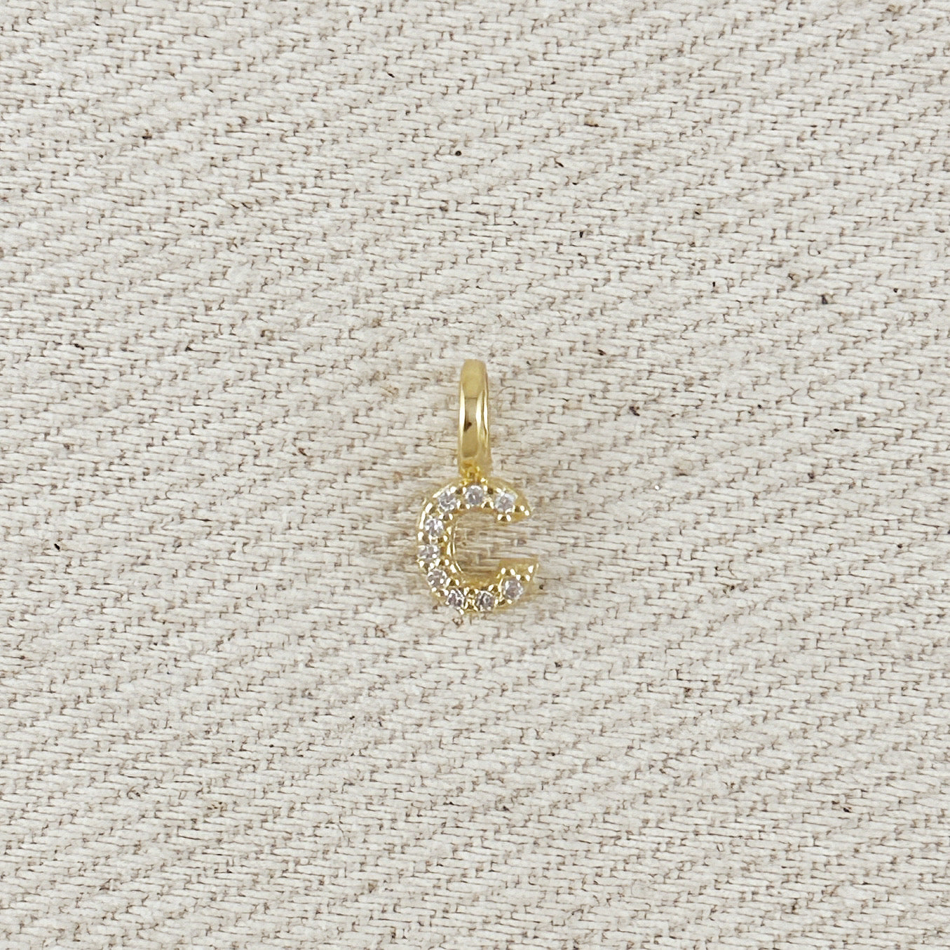 18k Gold filled Micro CZ Initial Letter Charm