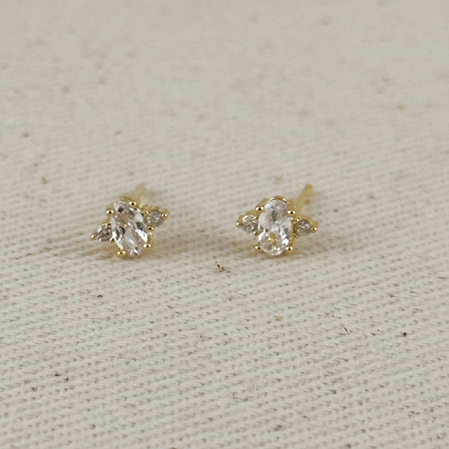 18k Gold Filled Mini Oval CZ Stud Earrings