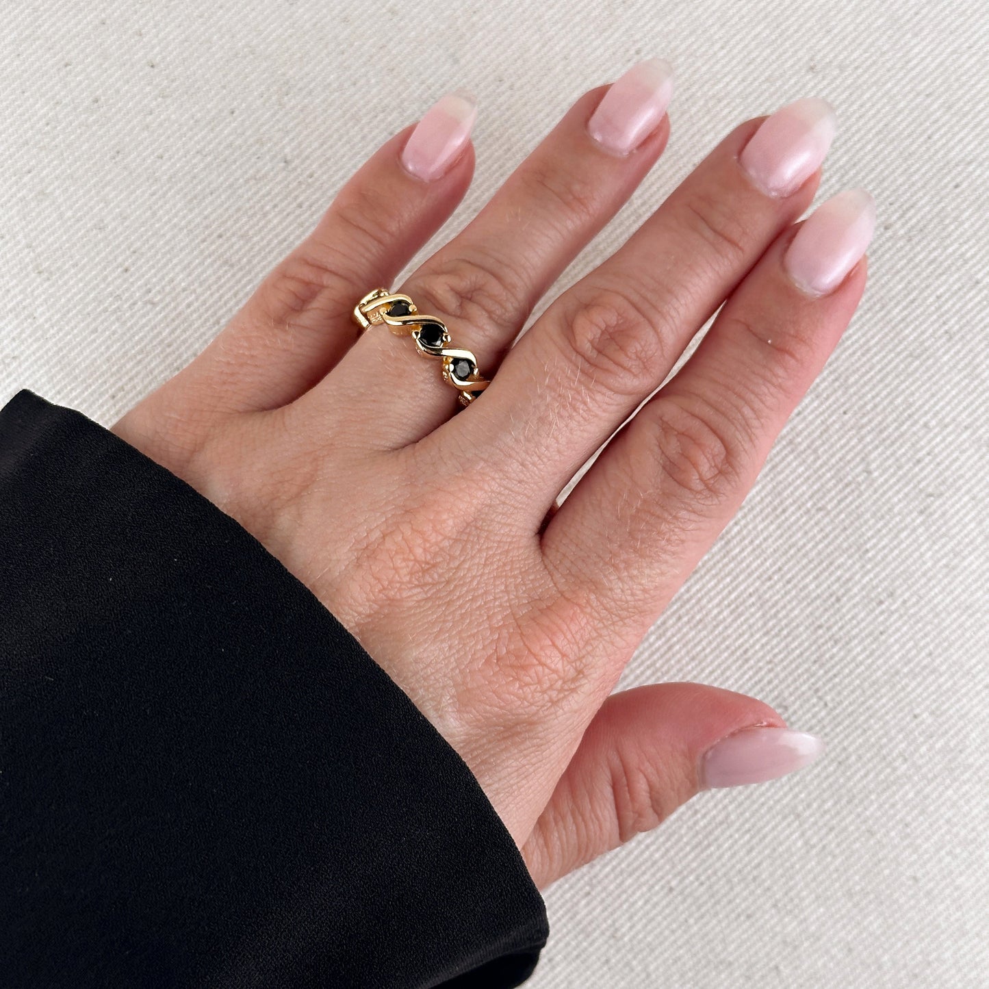 Colored CZ Wave Eternity Band Ring - Modern Statement Ring for Women