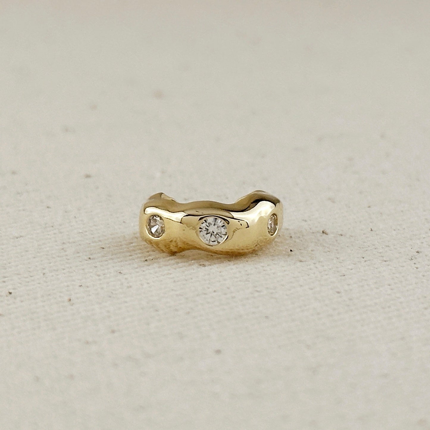 18k Gold Filled CZ Waved Ear Cuff Earrings