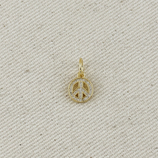 18k Gold Filled CZ Peace Sign Pendant