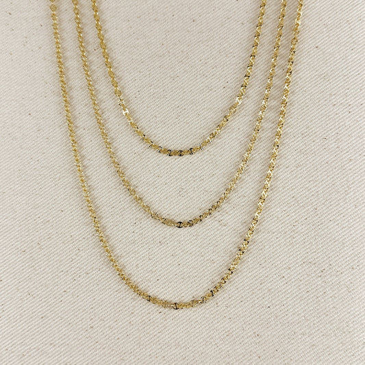 18k Gold Filled Diamond Cut Mirror Chain